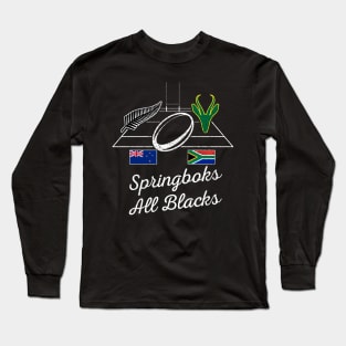 South Africa New Zealand Rugby Rivalry | Springbok & All Black Supporters Long Sleeve T-Shirt